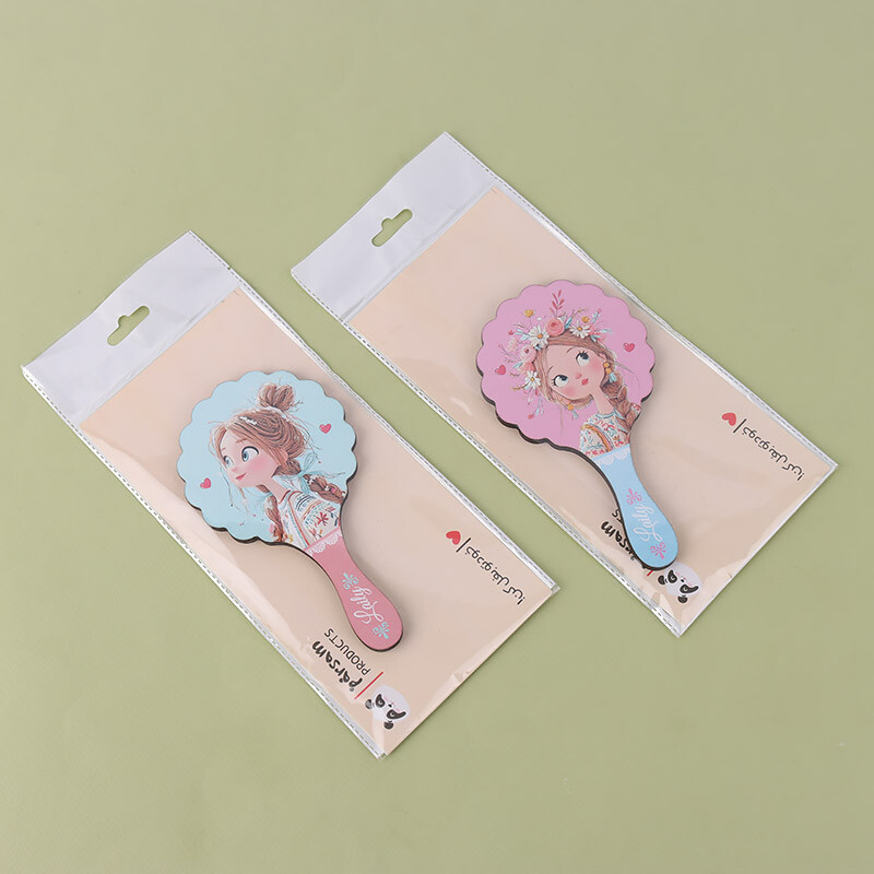 آینه دستی چوبی طرح دختر پارسام