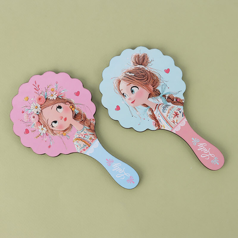 آینه دستی چوبی طرح دختر پارسام