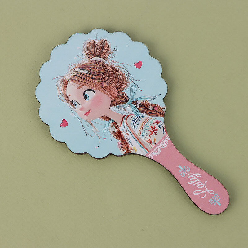 آینه دستی چوبی طرح دختر پارسام