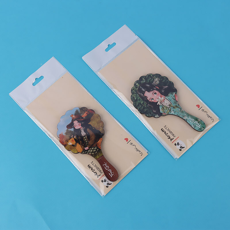 آینه دستی چوبی طرح دختر جنگل پارسام