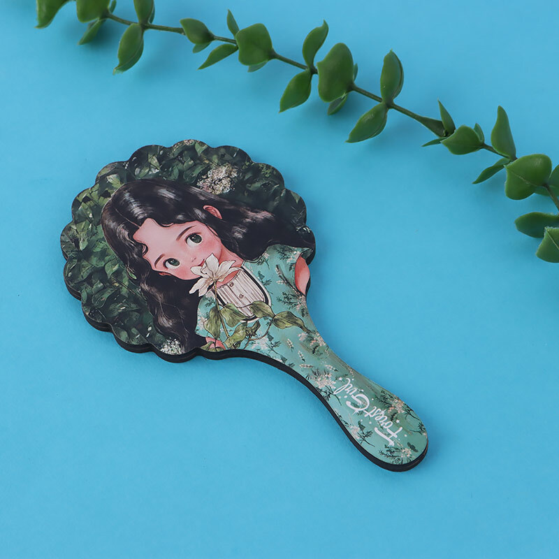 آینه دستی چوبی طرح دختر جنگل پارسام