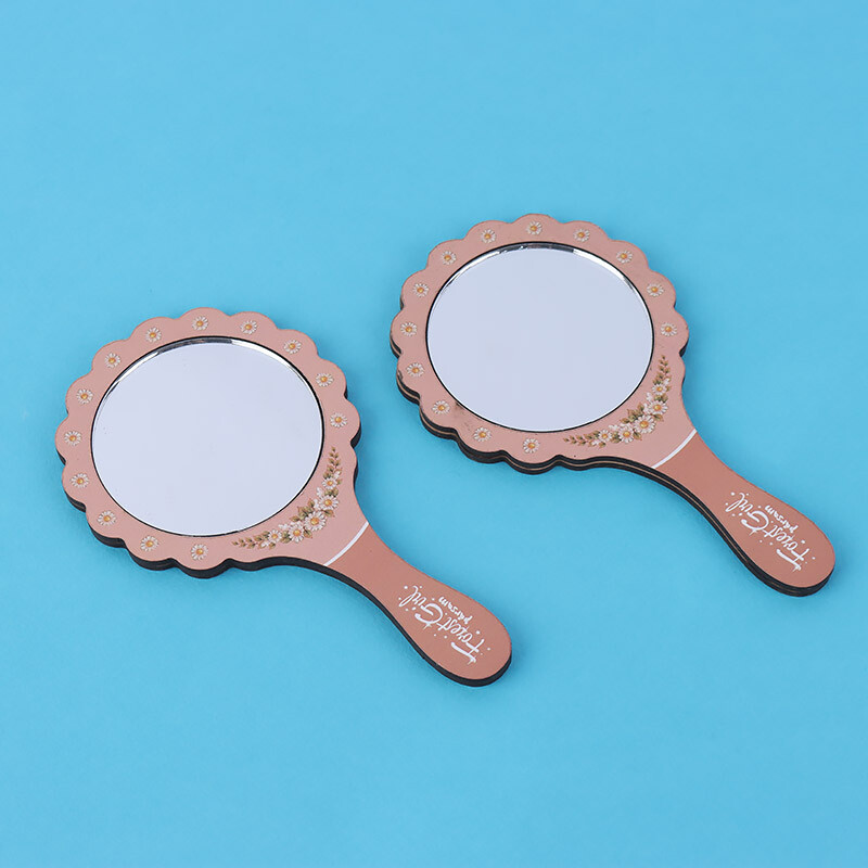 آینه دستی چوبی طرح دختر جنگل پارسام