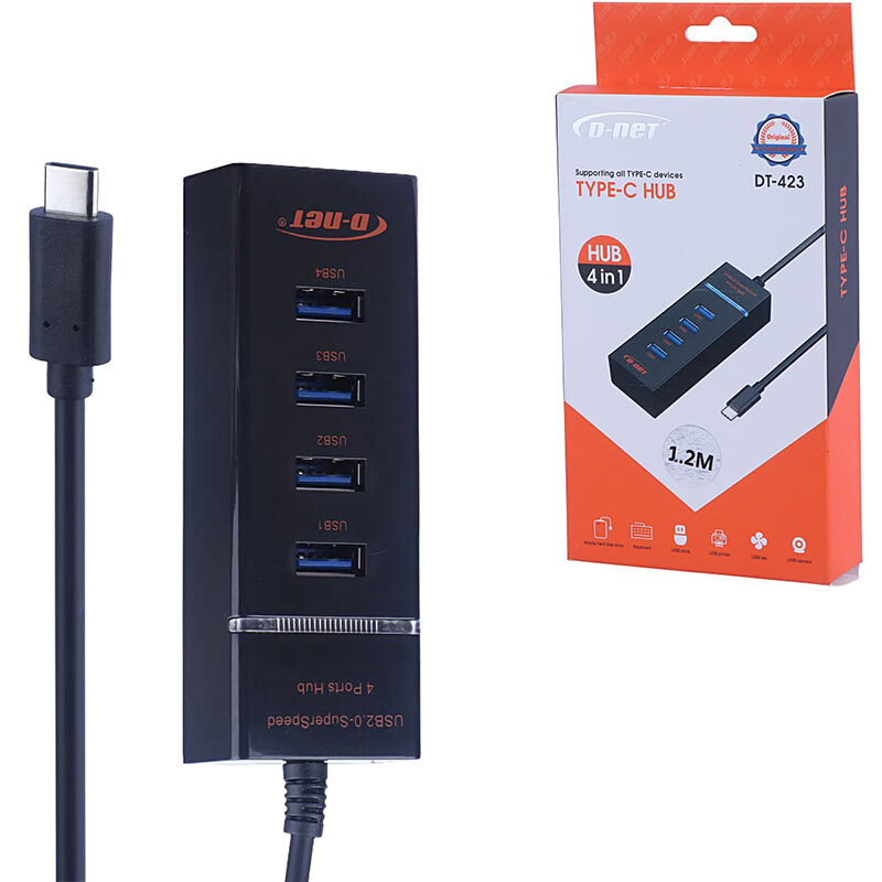 هاب 4 پورت Type-C دی نت DT-423