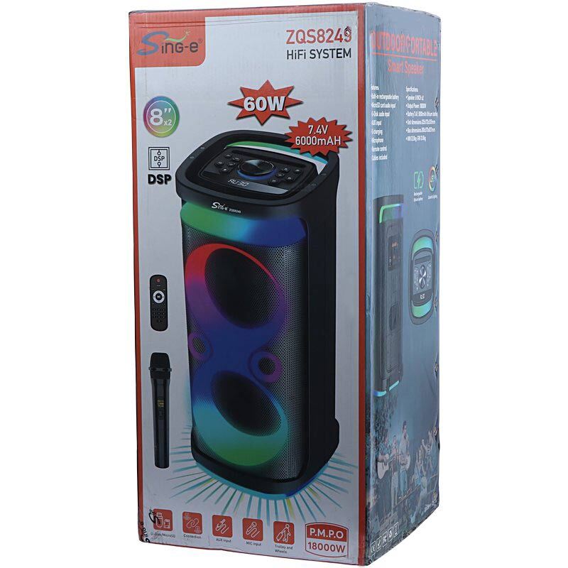 اسپیکر چمدانی بلوتوثی سینگ ای ZQS-8249 + میکروفون و ریموت کنترل