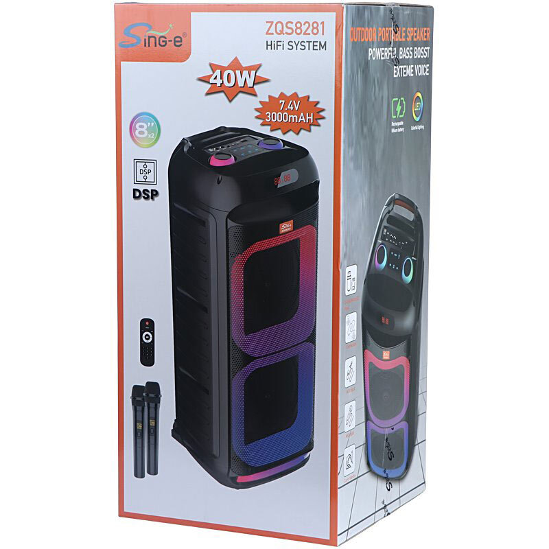 اسپیکر چمدانی بلوتوثی سینگ ای ZQS8281 + میکروفون و ریموت کنترل
