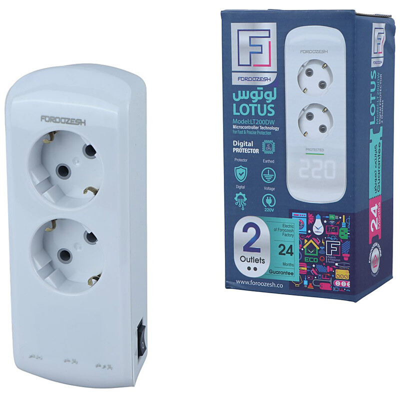 محافظ برق پکیج دیجیتال 2 خانه ارت دار فروزش Lotus LT200DW