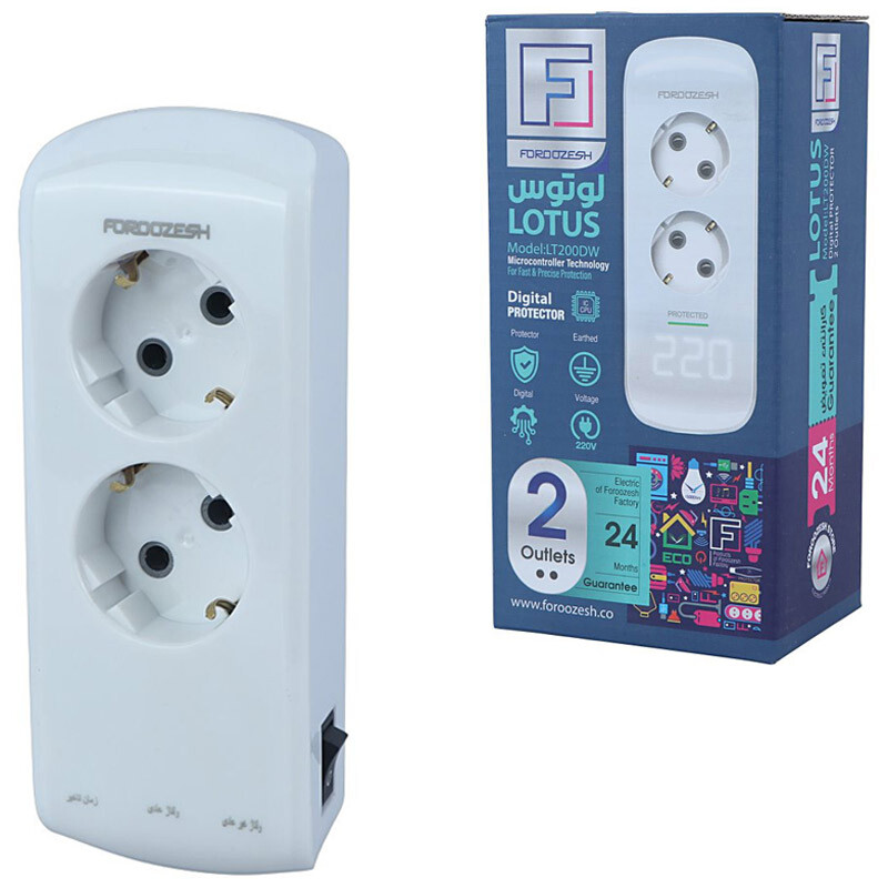 محافظ برق لباسشویی و ظرفشویی دیجیتال 2 خانه ارت دار فروزش Lotus LT200DW