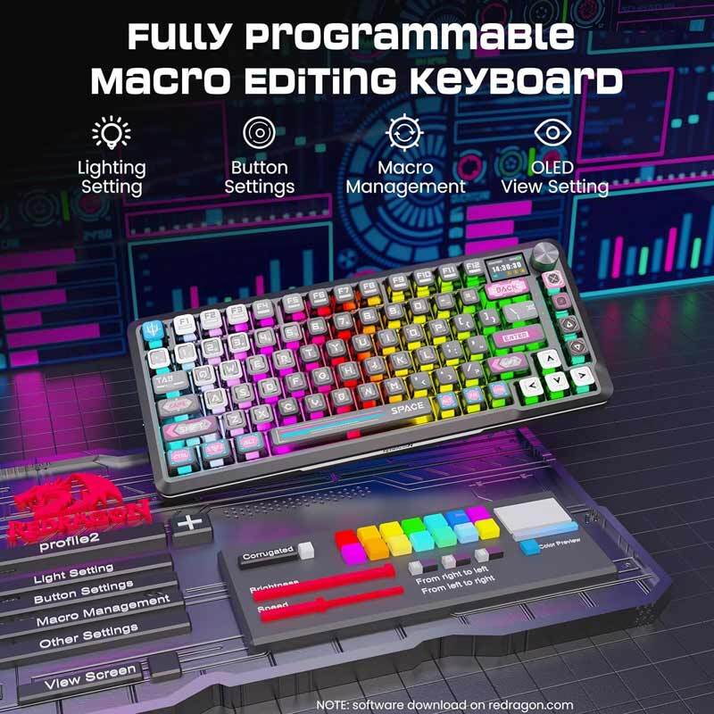 کیبورد بی سیم گیمینگ ردراگون K708MC RGB PRO TKL