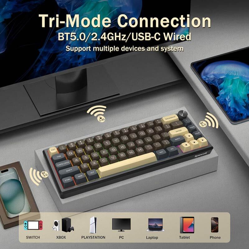 کیبورد بی سیم گیمینگ ردراگون URANUS K727 PRO CGY