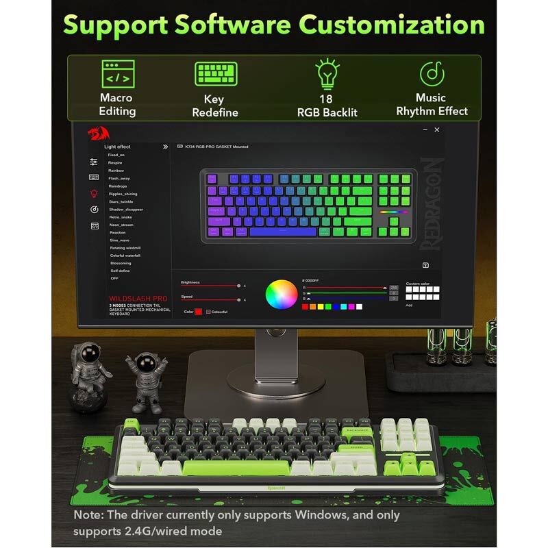 کیبورد بی سیم گیمینگ ردراگون K734BWG RGB PRO TKL