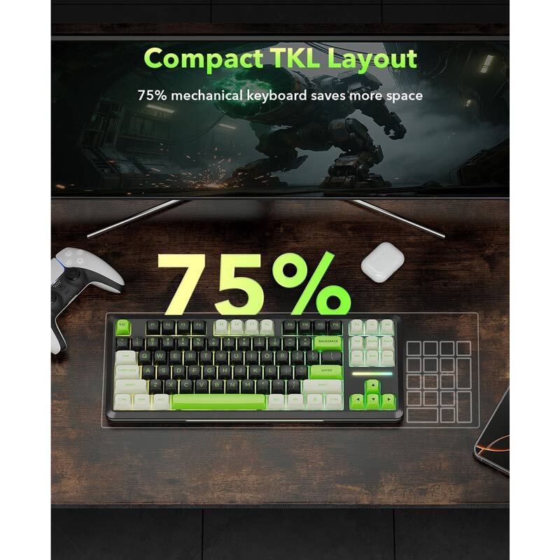 کیبورد بی سیم گیمینگ ردراگون K734BWG RGB PRO TKL