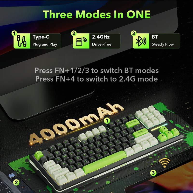 کیبورد بی سیم گیمینگ ردراگون K734BWG RGB PRO TKL