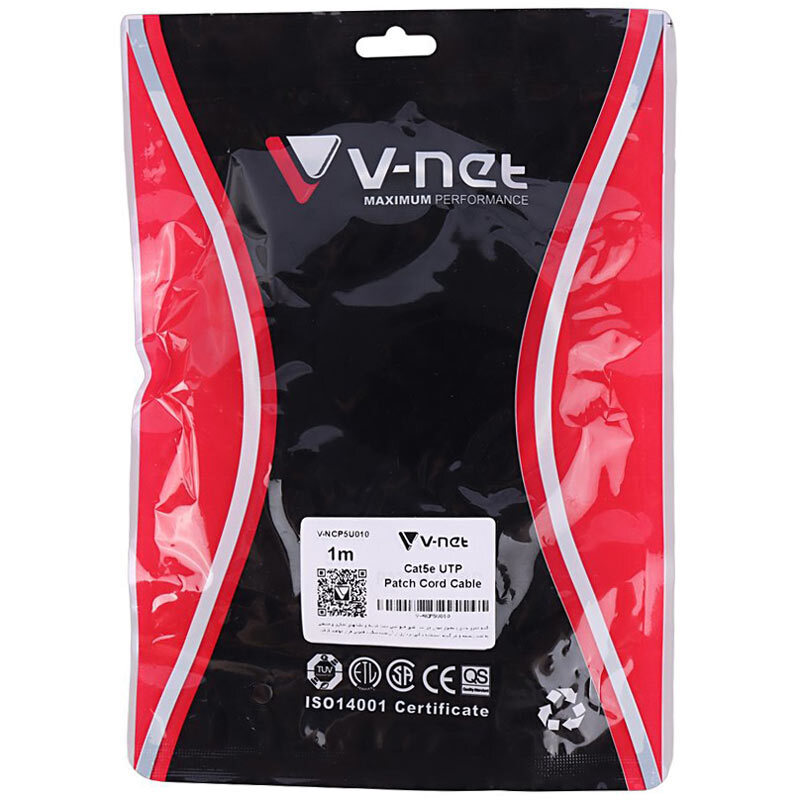 کابل شبکه Cat5e وی نت V-NCP5U010 طول 1 متر