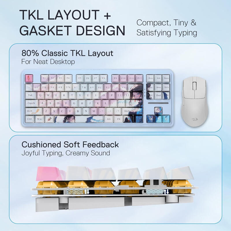 کیبورد بی سیم گیمینگ ردراگون ANTONIUM K728 PRO SE Anime