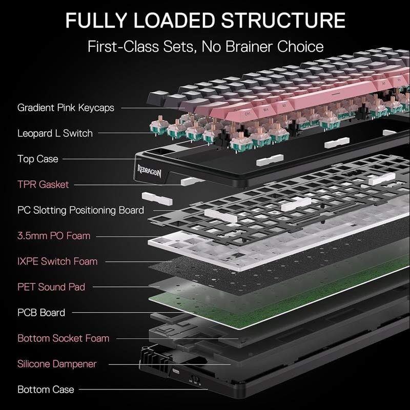 کیبورد بی سیم گیمینگ ردراگون ANTONIUM K728 SP PRO RGB