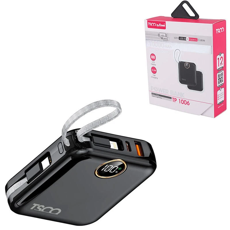 پاور بانک فست شارژ تسکو TP 1006 PD 22.5W ظرفیت 10000 میلی آمپر ساعت