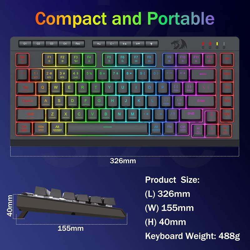 کیبورد بی سیم گیمینگ ردراگون CRESCENT K524 Pro