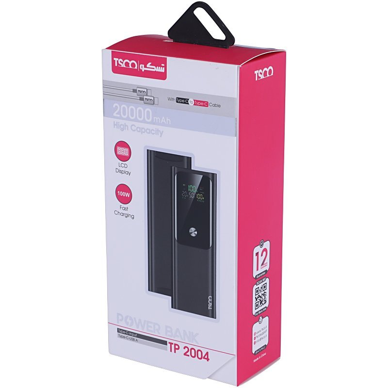 پاور بانک فست شارژ تسکو TP 2004 PD 100W ظرفیت 20000 میلی آمپر ساعت