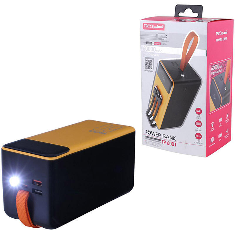 پاور بانک فست شارژ تسکو TP 6001 QC3.0 PD 22.5W ظرفیت 60000 میلی آمپر ساعت