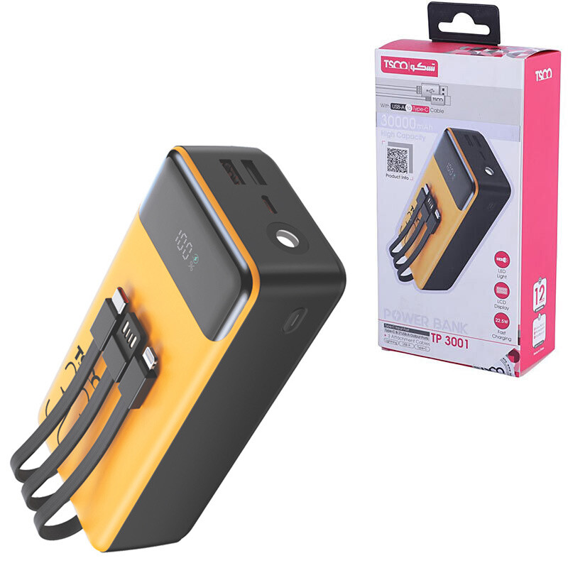 پاور بانک فست شارژ تسکو TP 3001 PD 22.5W ظرفیت 30000 میلی آمپر ساعت