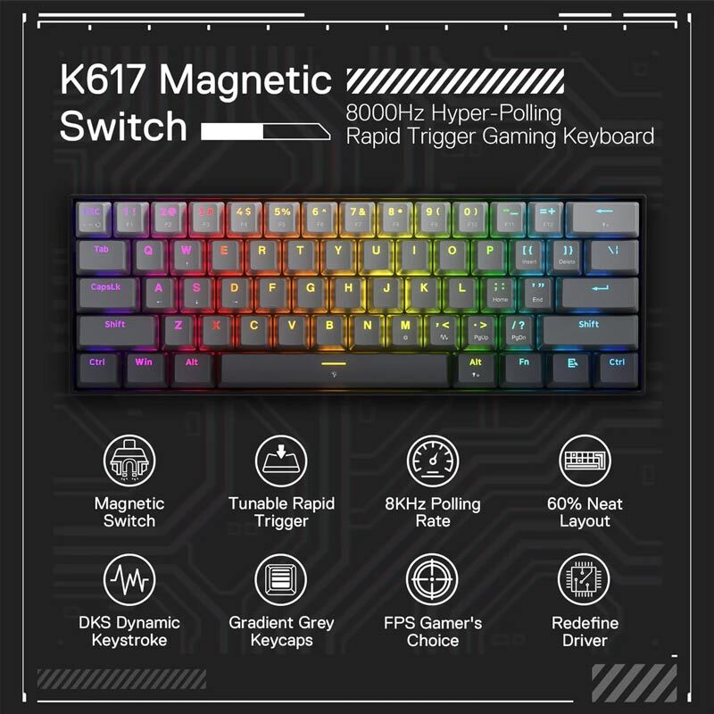 کیبورد گیمینگ ردراگون FIZZ K617 Magnetic Hall Effect