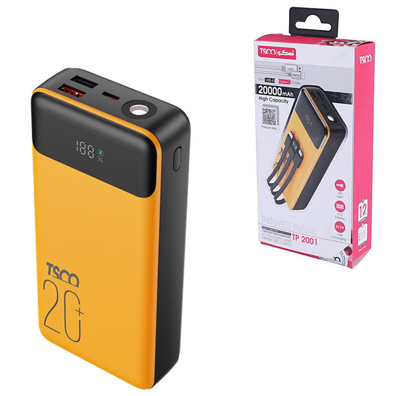 پاور بانک فست شارژ تسکو TP 2001 PD 22.5W ظرفیت 20000 میلی آمپر ساعت