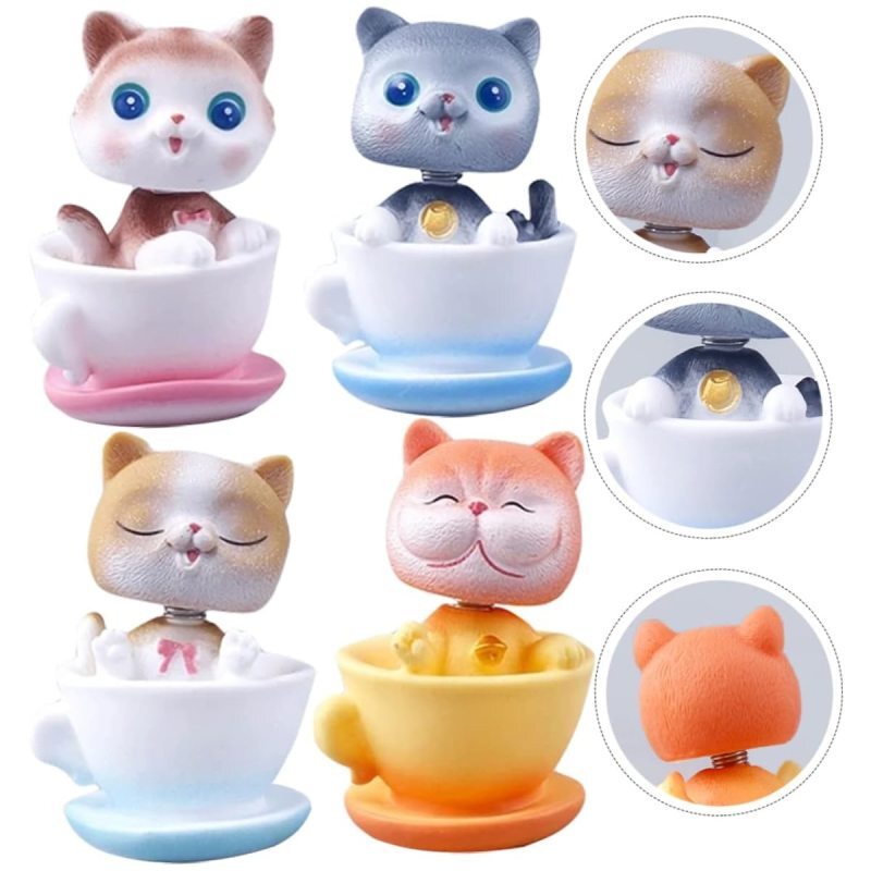 اکشن فیگور طرح گربه در فنجان کد 1858 بسته 4 عددی