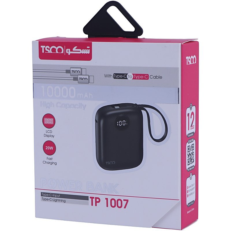 پاور بانک فست شارژ تسکو TP 1007 PD QC3.0 20W ظرفیت 10000 میلی آمپر ساعت
