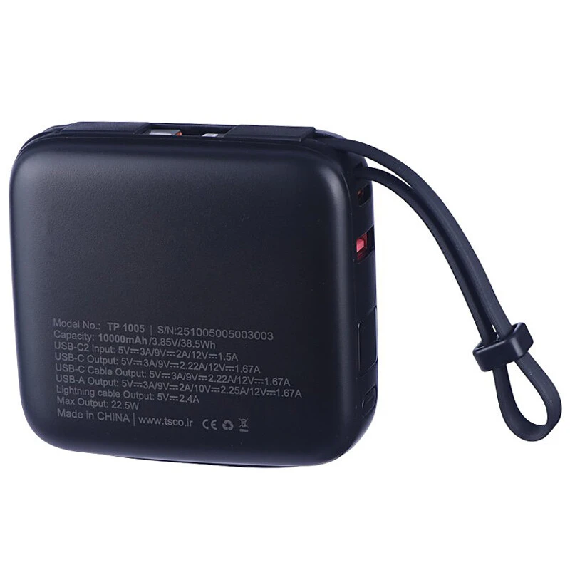 پاور بانک فست شارژ تسکو TP 1005 PD QC3.0 22.5W ظرفیت 10000 میلی آمپر ساعت