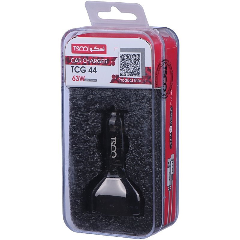 شارژر فندکی 30 وات تسکو TCG 44 + کابل تایپ سی