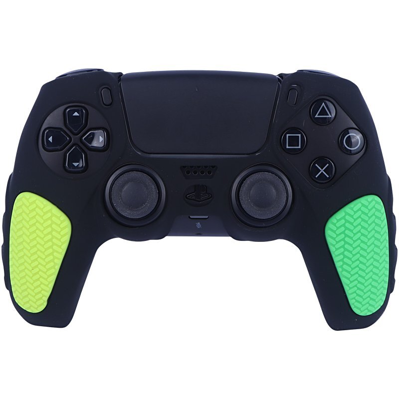 روکش دسته بازی PS5 استوپ دار زمینه مشکی سبز زرد