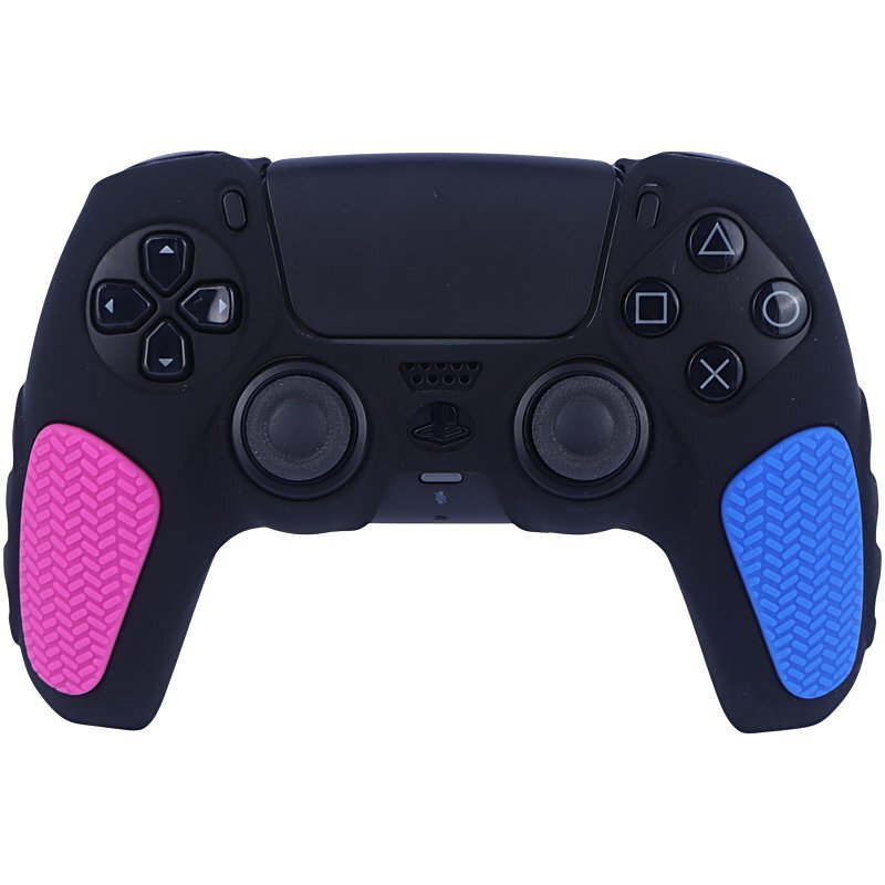 روکش دسته بازی PS5 استوپ دار زمینه مشکی آبی صورتی