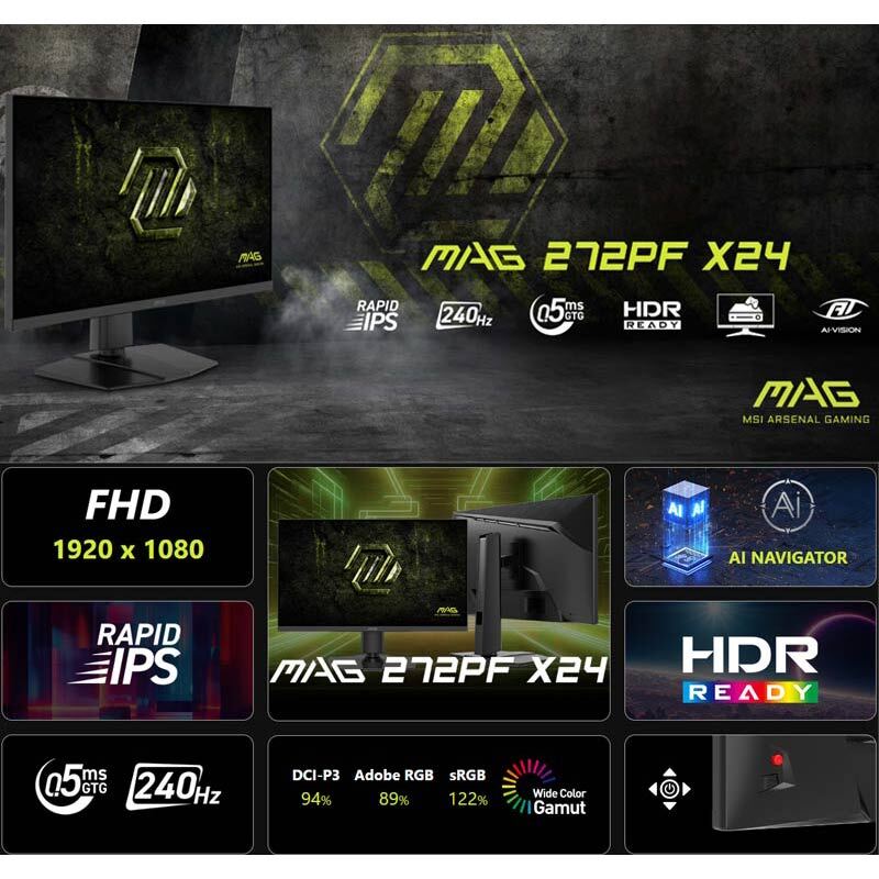 مانیتور گیمینگ ام اس آی MAG 272PF X24 سایز 27 اینچ