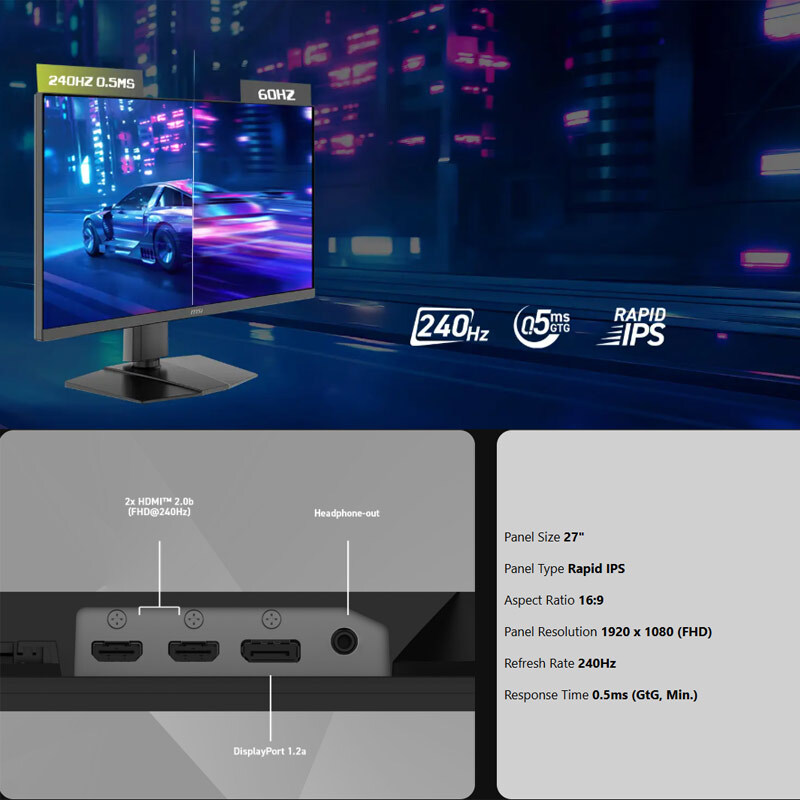 مانیتور گیمینگ ام اس آی MAG 272PF X24 سایز 27 اینچ