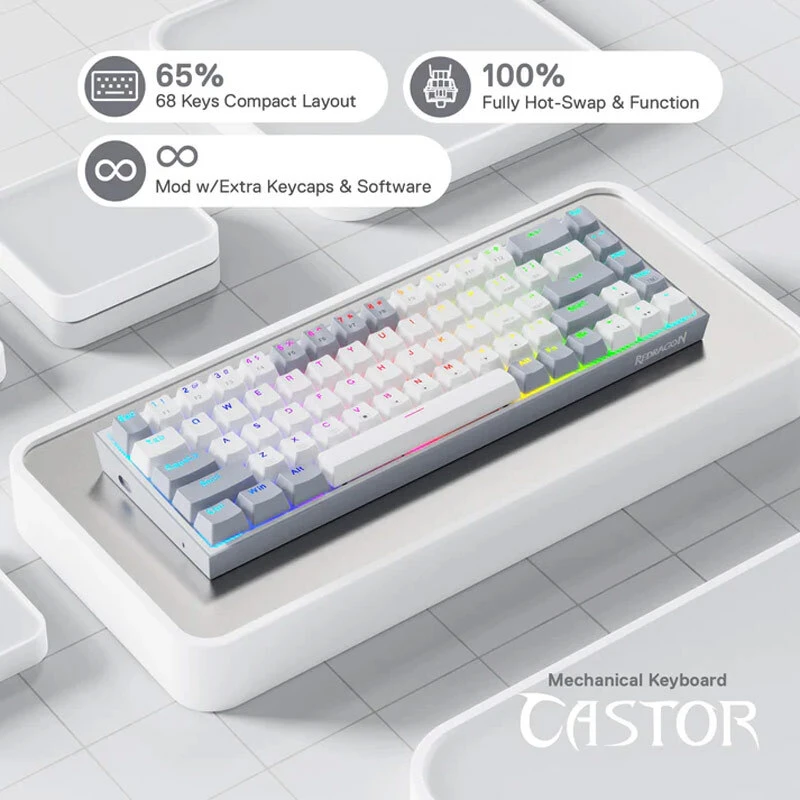 کیبورد گیمینگ ردراگون CASTOR K631 Grey