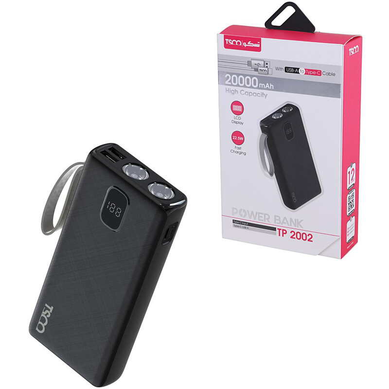 پاور بانک فست شارژ تسکو TP 2002 22.5W ظرفیت 20000 میلی آمپر ساعت