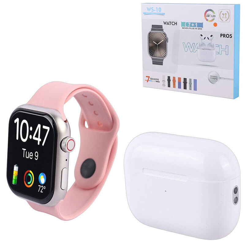 پکیج ساعت هوشمند و هندزفری بلوتوثی WS-10 PRO5