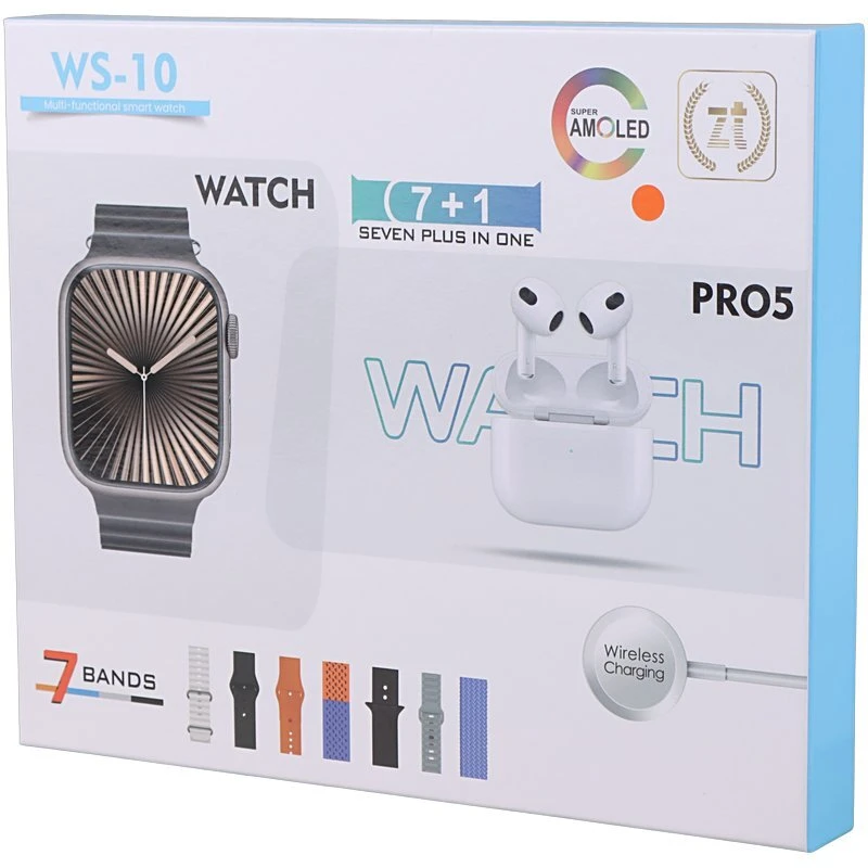 پکیج ساعت هوشمند و هندزفری بلوتوثی WS-10 PRO5