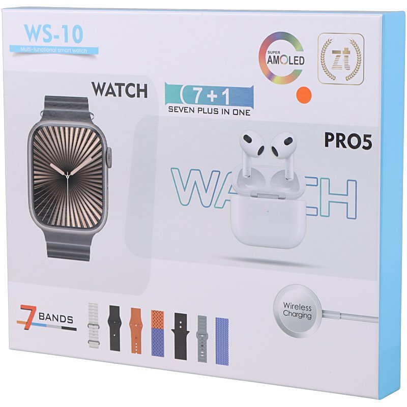 پکیج ساعت هوشمند و هندزفری بلوتوثی WS-10 PRO5