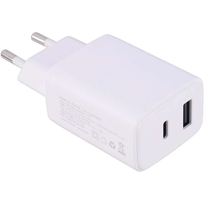 شارژر دیواری 30 وات تسکو TTC 70 QC3.0 PD 3A + کابل تایپ سی