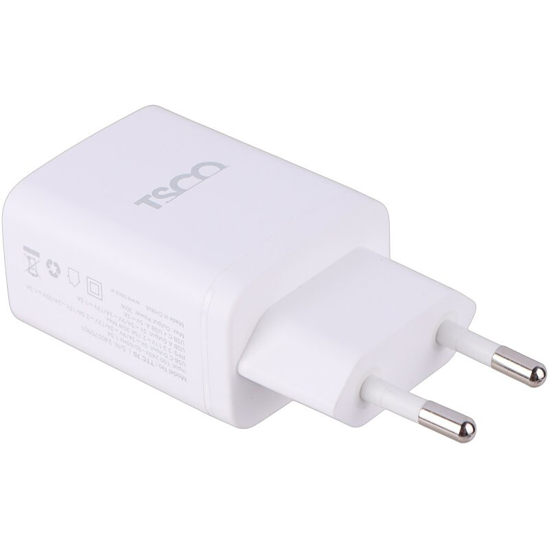 شارژر دیواری 30 وات تسکو TTC 70 QC3.0 PD 3A + کابل تایپ سی
