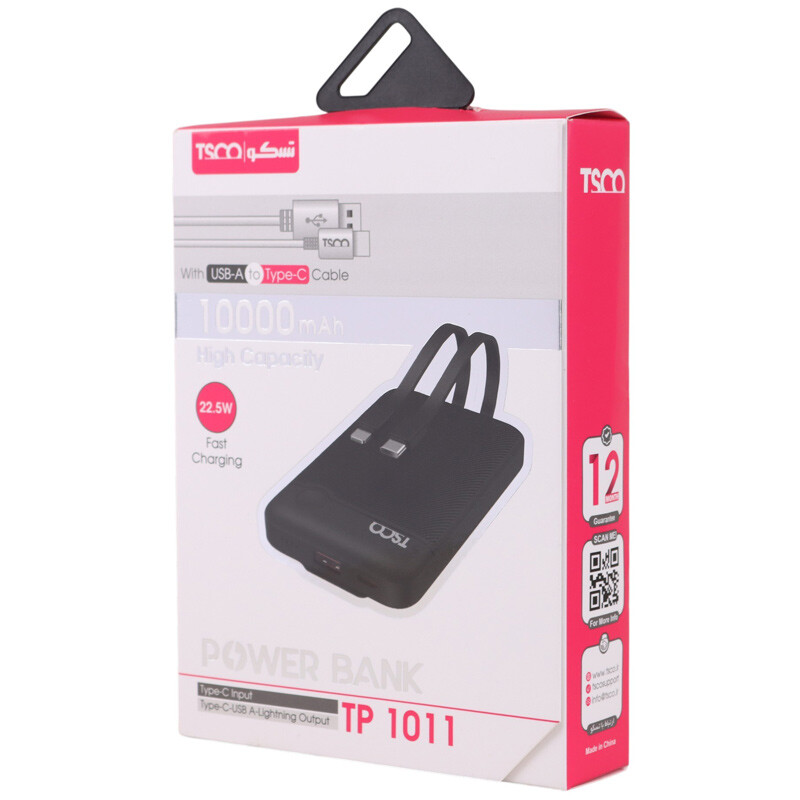 پاور بانک فست شارژ تسکو TP 1011 QC3.0 PD 22.5W ظرفیت 10000 میلی آمپر ساعت