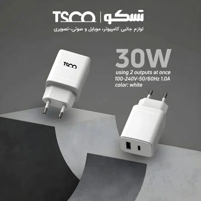 شارژر دیواری 30 وات تسکو TTC 70 QC3.0 PD 3A + کابل تایپ سی