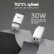 شارژر دیواری 30 وات تسکو TTC 70 QC3.0 PD 3A + کابل تایپ سی