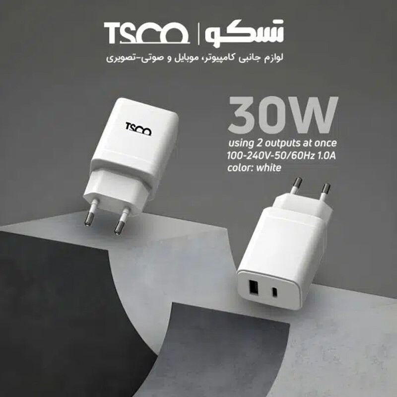 شارژر دیواری 30 وات تسکو TTC 70 QC3.0 PD 3A + کابل تایپ سی