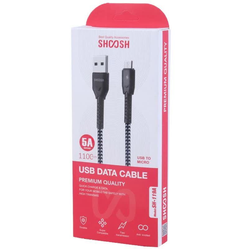 کابل میکرو یو اس بی فست شارژ 5 آمپر شوش SH-119A طول 1.1 متر