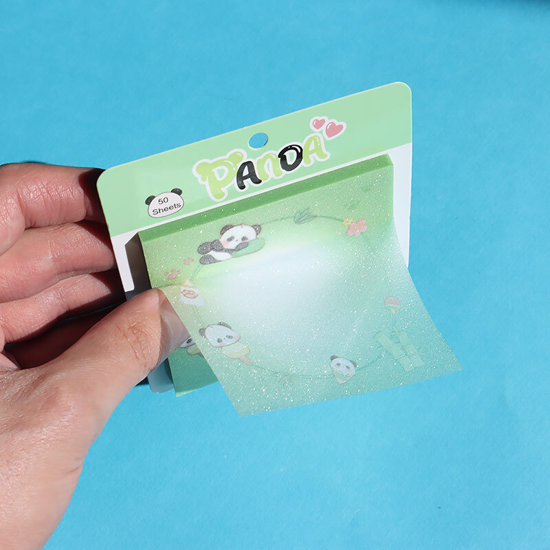 کاغذ یادداشت چسب دار شفاف اکلیلی 50 برگ پاندا NO.8897 سایز 7.3*7.3 سانتی متر