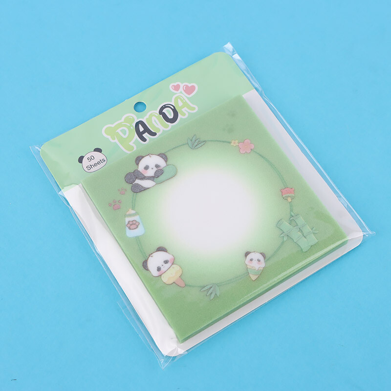 کاغذ یادداشت چسب دار شفاف اکلیلی 50 برگ پاندا NO.8897 سایز 7.3*7.3 سانتی متر