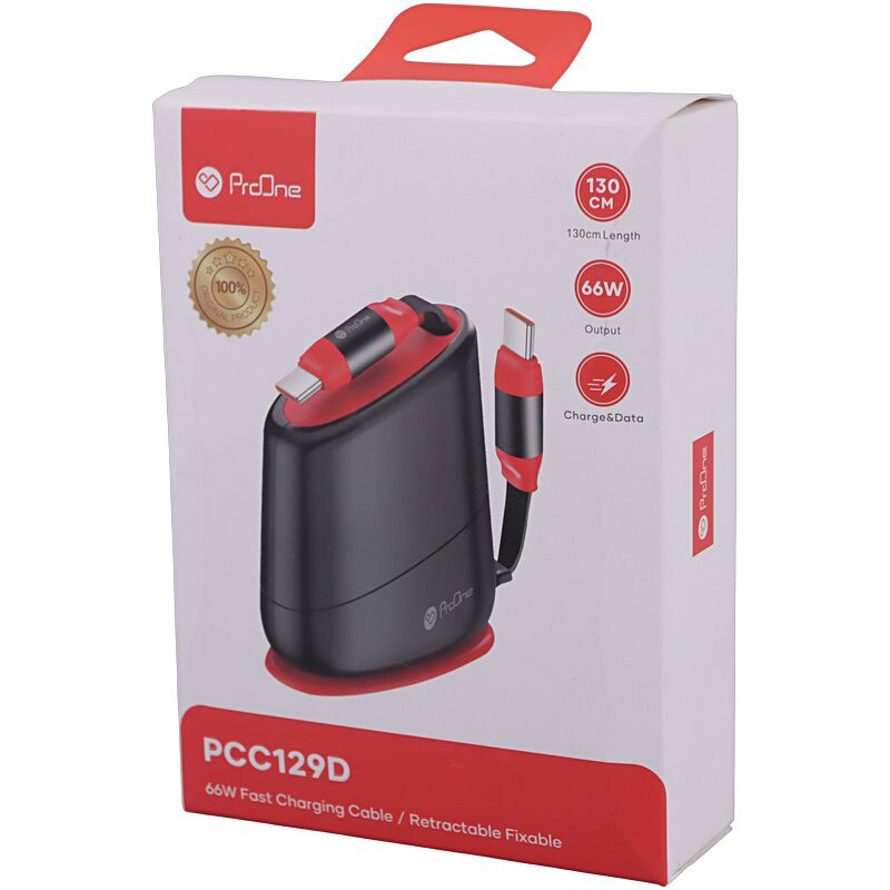 کابل دو سر تایپ سی فست شارژ 66 وات پرووان PCC129D طول 1.3 متر