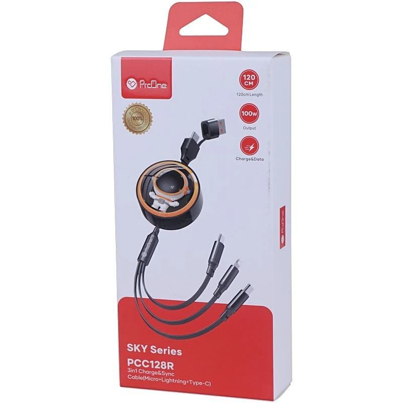کابل شارژ چندکاره فست شارژ 100 وات پرووان PCC128R طول 1.2 متر